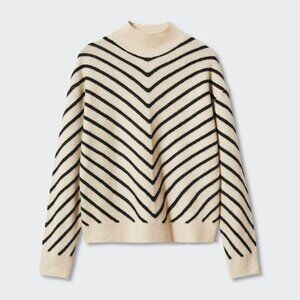 Mango Stripe-print sweater with Perkins neck - XS